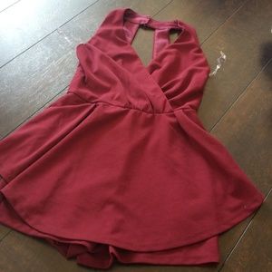 Worn 1x Deep V Maroon romper/dress. Small